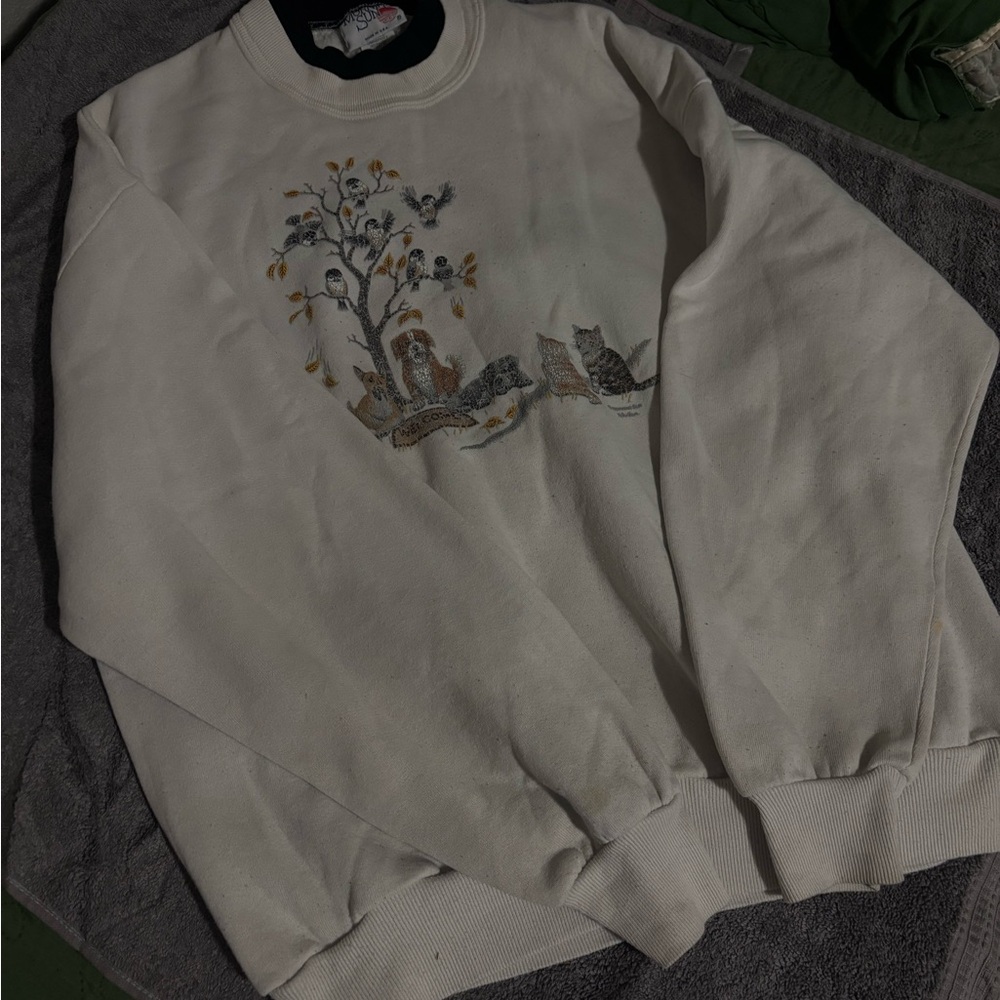 Vintage Morning Sun Animal Print Crewneck Sweater